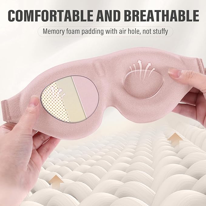 YIVIEW Sleep Mask for Side Sleeper, Complete Light Blocking 3D Pink Sleeping - Image 5