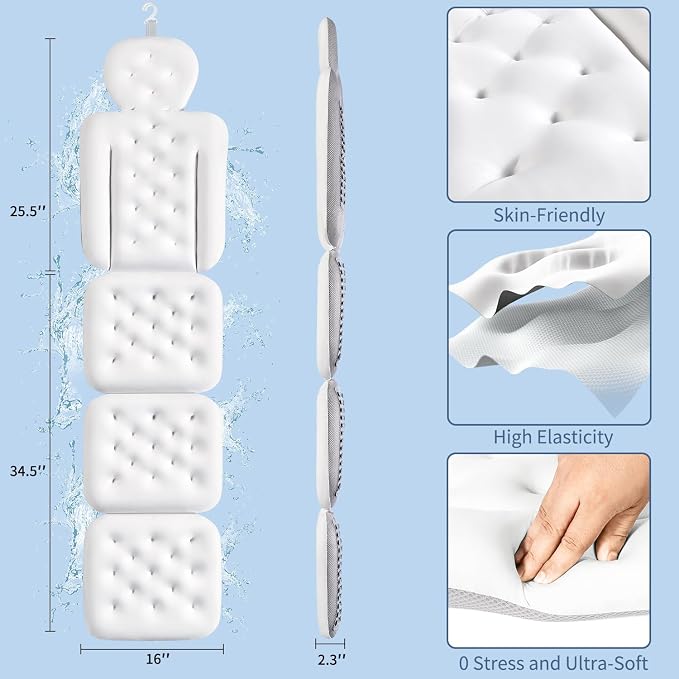 Luxury Bath Cushion, Full Body Bathtub Pillow - Image 6