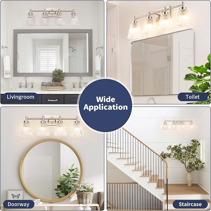 OCIOC 4-Light Vanity light fixtures, Brushed Nickel Vanity lights over mirror - Image 9