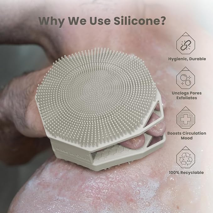 iTokGoK® Premium Silver-Infused 2-in-1 Silicone Body Scrubber, Double-Sided - Image 3