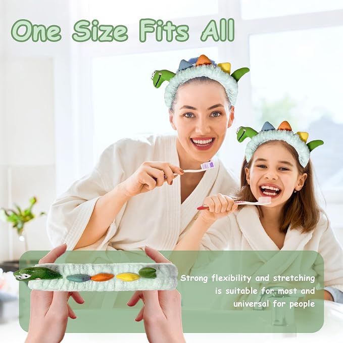 Funny Dinosaur Headband Cute Animal Cat Duck Frog Dinosaur Snail Kawaii Spa - Image 3