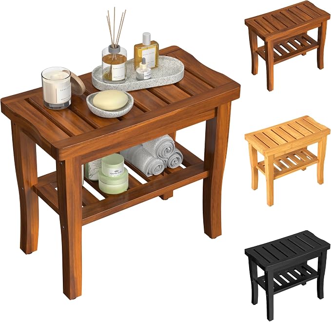 Teak Wood Shower Bench Stool - Image 9