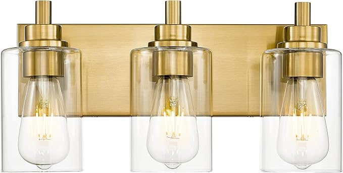 3-Light Bathroom Light Fixtures, Brushed Gold Vanity Light by Metwet