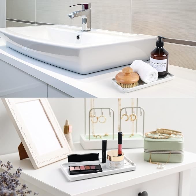 Gurygo 10" Bathroom Tray for Counter, Ceramic Vanity Trays for Bathroom - Image 5