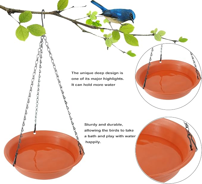 VUWEZ Hanging Bird Bath, Hanging Bird Water Feeder - Image 3