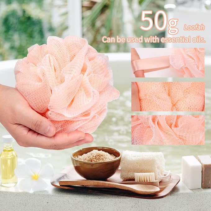 FARMOGA Bath Loofah Sponge Body Scrubber Shower Sponge Exfoliating Mesh Pouf - Image 4