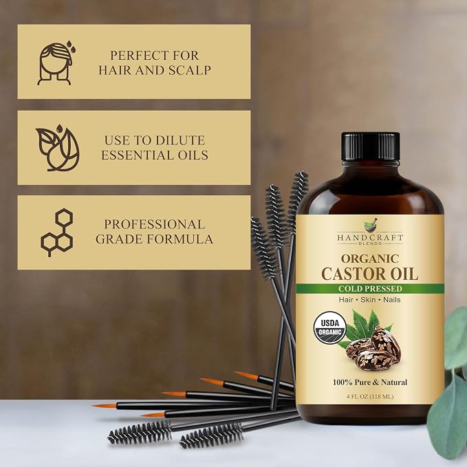 Handcraft Blends Cold-Pressed Organic Castor Oil 4 Fl Oz | Glass Bottle | Lash - Image 5