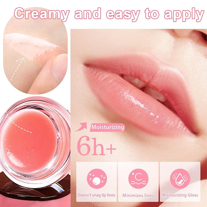 3 PCS Bee Lip Balm Lip Mask Honey Pot, Watermelon & Cherry & Coconut Lip Mask - Image 3