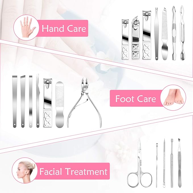 Teamkio 18pcs Manicure Set Pedicure Nail Clippers Set Travel Hygiene Kit - Image 2