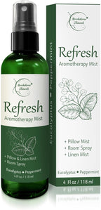 Refresh Aromatherapy Room Spray & Pillow Mist. Peppermint & Eucalyptus by BrookethorneNaturals
