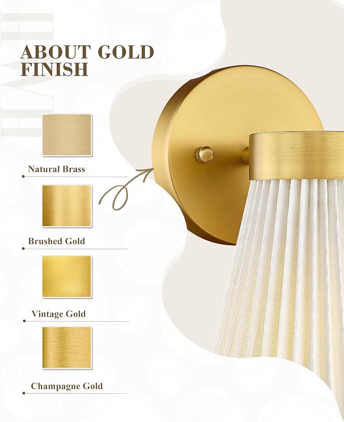 Fabric Bathroom Light Fixture, HWH 1-Light Sconce Wall Lighting - Image 6