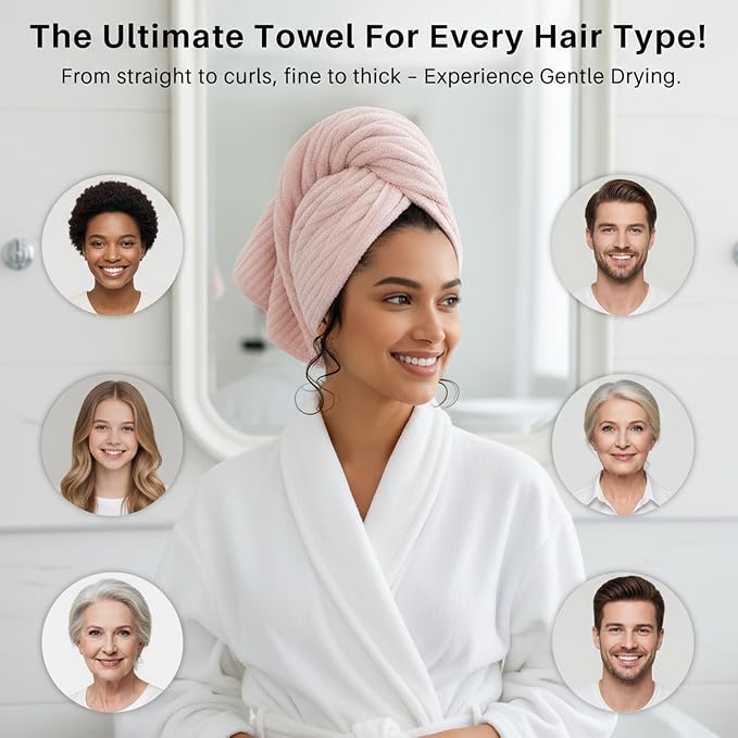 2-Pack Women's Microfiber Hair Towel Wrap: 50% Faster Drying, Ultra - Image 5
