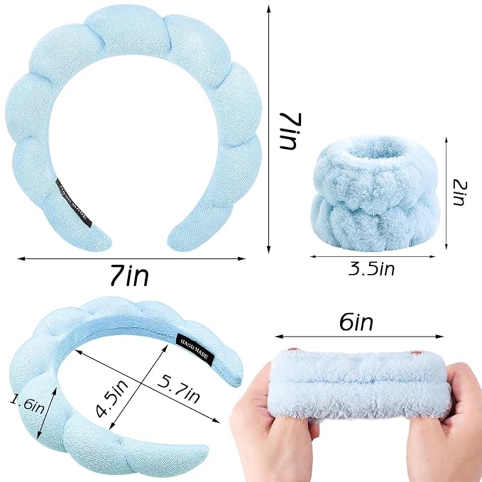 Zkptops Spa Headband for Washing Face Wristband Set Sponge Makeup Skincare - Image 6