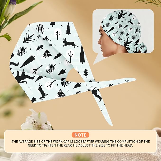 Adjustable Scrub Cap with Buttons & Sweatband, Working Hat with Elastic Tie Back - Image 5