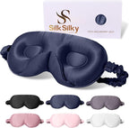 SilkSilky 100% 22 Momme Mulberry Silk Sleep Mask – Upgraded 3D Contoured Eye by SilkSilky