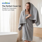 ecolook Bath Towels Set of 4, 100% Cotton, 27 x 55 Inches, Quick-Drying & - Image 2