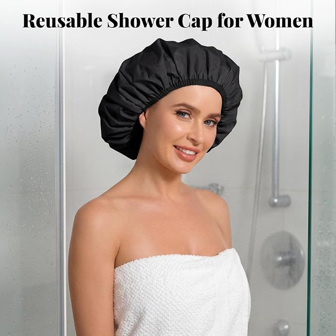 3Pcsk Reusable Waterproof Shower Cap - Image 3