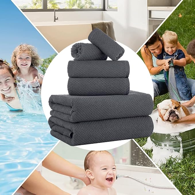 CASA COPENHAGEN Popcorn 6Pcs 100% Egyptian Cotton Large Designer Towels Gift - Image 5