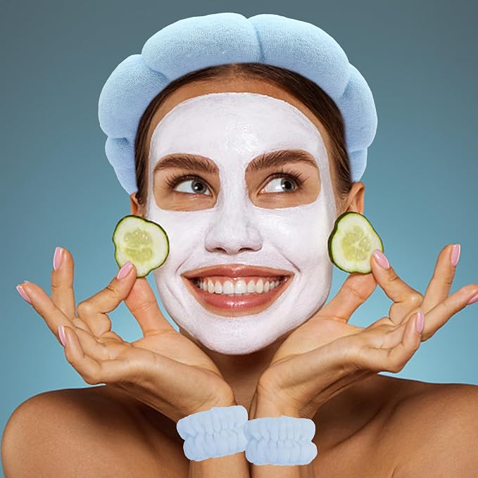 Blue Spa Headband and Wristband Set - Image 2