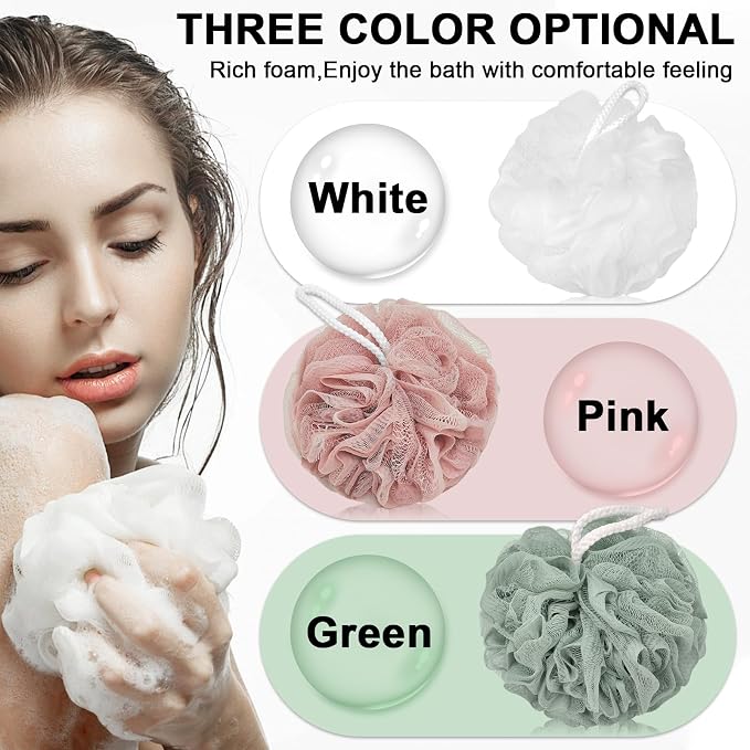 Loofah Charcoal Bath Shower Sponge Body Scrubber, 75g Exfoliate Mesh Pouf - Image 3