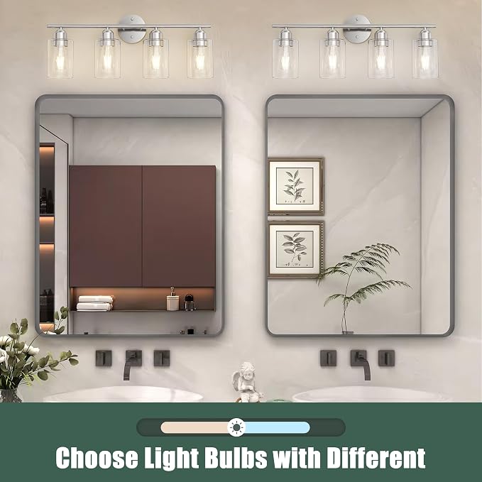 Espird Bathroom Vanity Light Fixtures Brushed Nickel, 4 Lights Rustic Farmhouse - Image 6