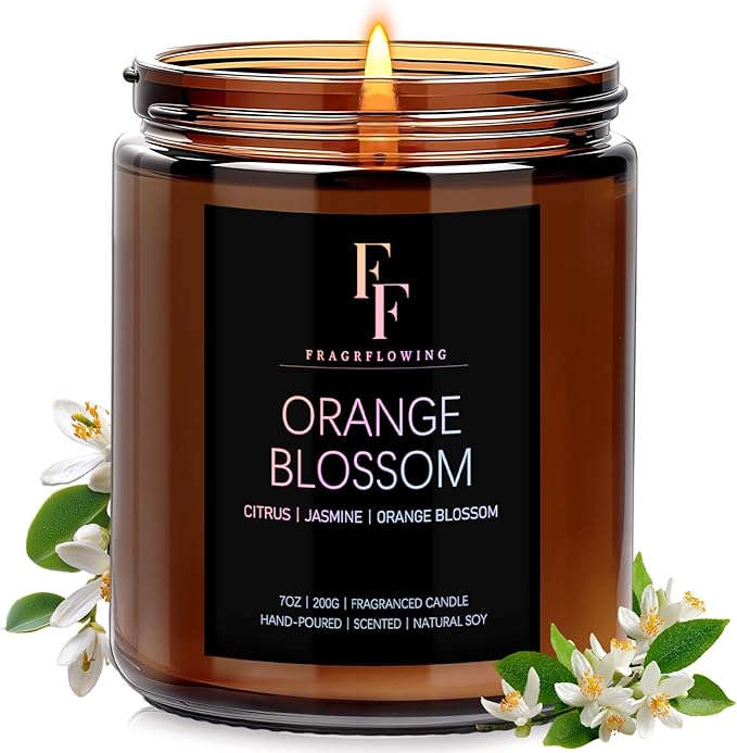 Orange Blossom Scented Candle for Home Soy Wax Candle, Aromatherapy Candle Gift by FFFRAGRFLOWING