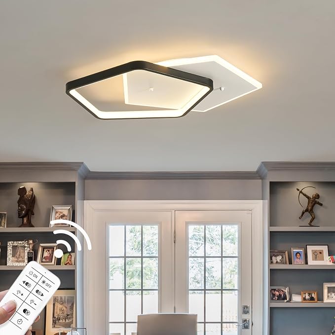 Shine LUEST Modern LED Ceiling Light Fixture Dimmable Black Flush Mount Ceiling - Image 8