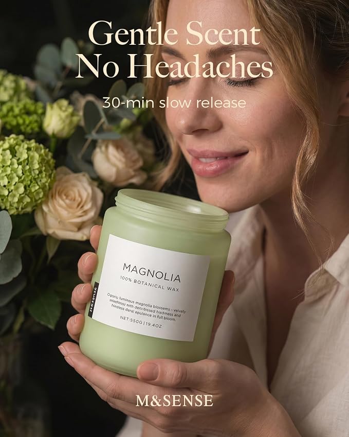 M&SENSE Magnolia Jasmine Romantic Scented Candle, 19.4oz 110 Hours Long Lasting - Image 3
