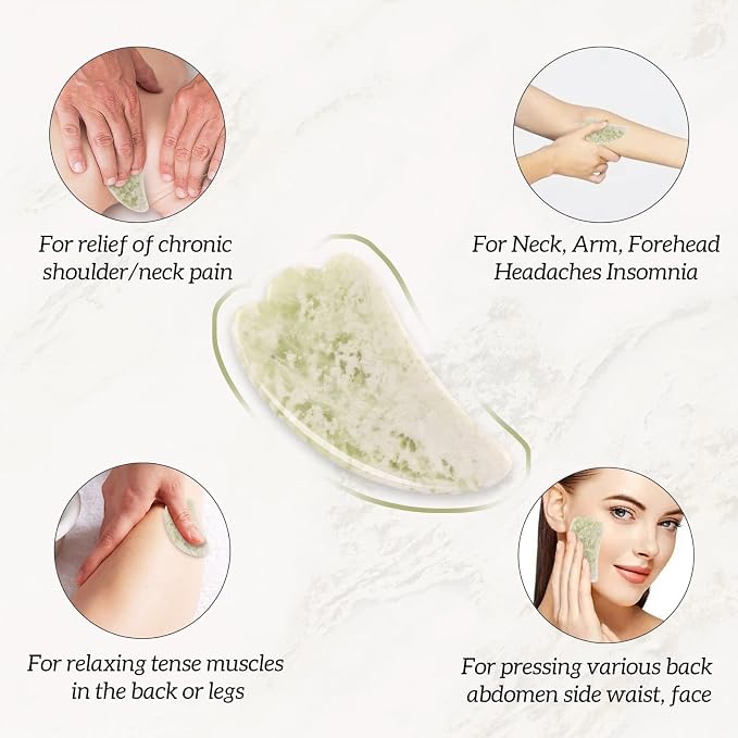 Gua Sha Facial Tools Set of 3 Guasha Massage Tool Jade Gua Sha Scraping Massager - Image 2