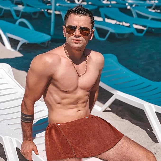 Men Boys Soft Wearable Bath Towel Short Pants Adjustable Mircofiber Towel - Image 7