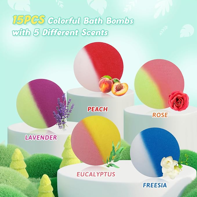 Bath Bombs for Kids with Surprise Inside, 15-Piece Surprise Bath Bombs for Kids - Image 3