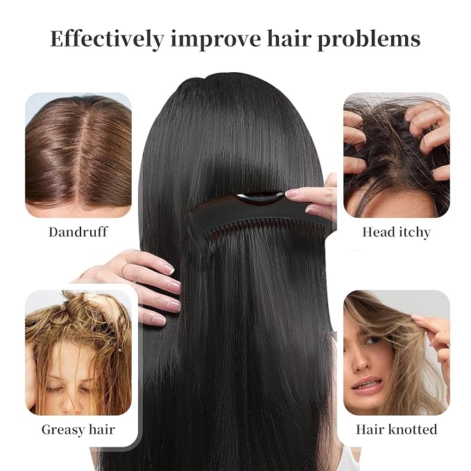 Dandruff Comb with Self-Cleaning Hollow Teeth & Massage Handle - Image 4