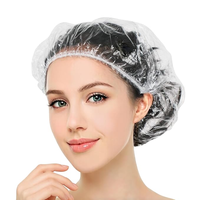 100 Pcs Disposable Shower Caps for Women & Men, Plastic Shower Cap Waterproof & by Jofuler-USDirect