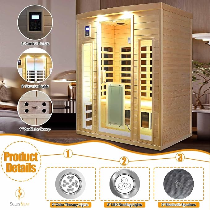 3 Person Infrared Sauna 0-5mG Ultra Low EMF Far Infrared Sauna - Image 3