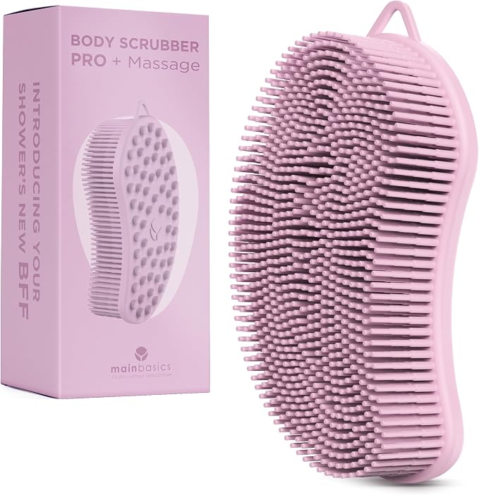 MainBasics Silicone Body Scrubber Dual-Sided Shower Loofah and Massaging Nodes by MainBasics