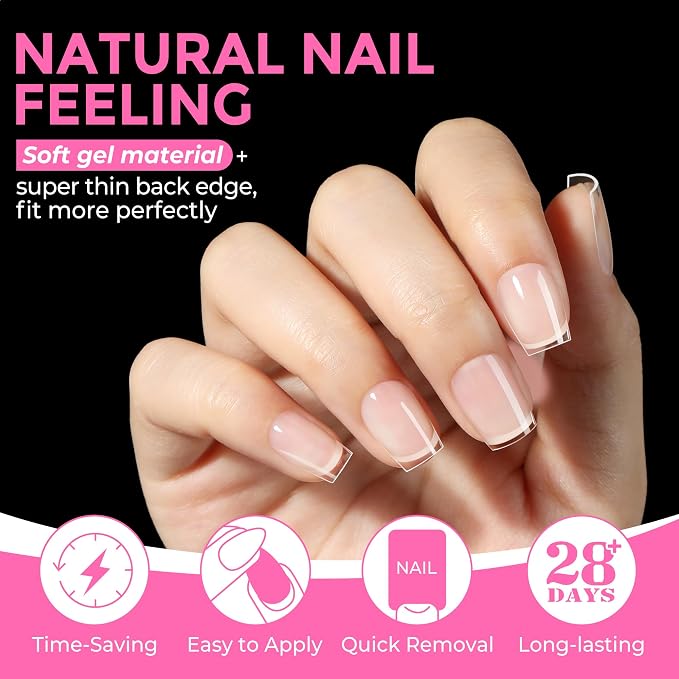 UNA GELLA Extra Short Coffin Nail Tips: XS 216pcs Pre-shape Press on Nails - Image 4