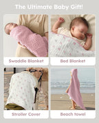 Yoofoss Hooded Baby Towels for Newborn 2 Pack 100% Muslin Organic Cotton Baby - Image 6
