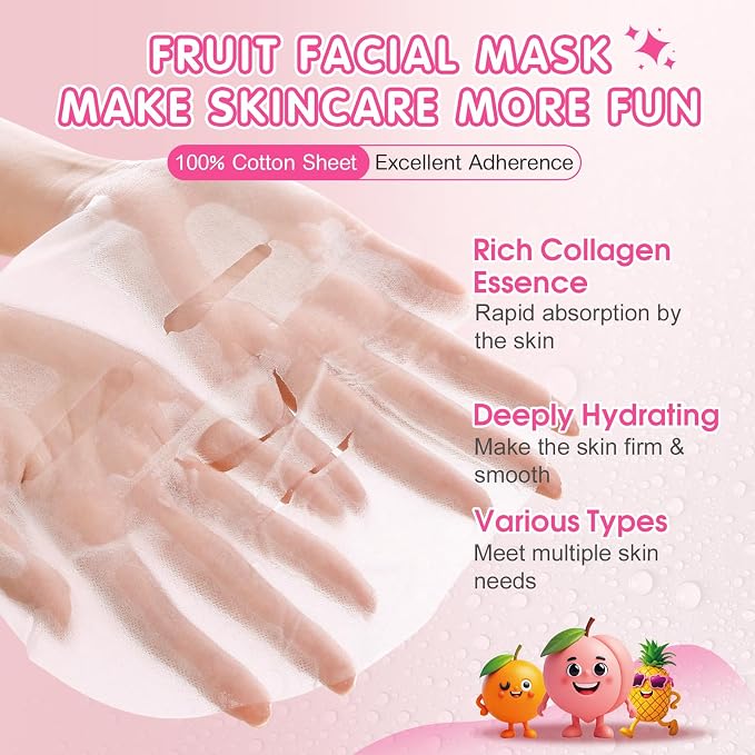 14 Pack Fruit Face Masks Skincare - Image 2