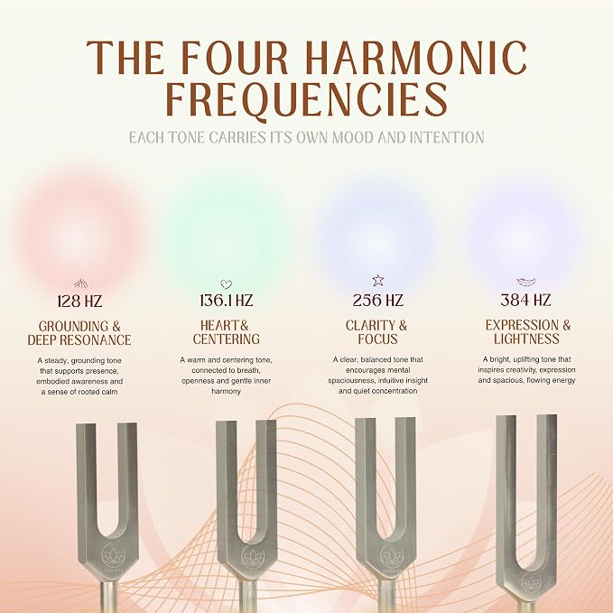 Tuning Forks for Healing Set – 128 Hz, 136.1 Hz, 256 Hz, 384 Hz Sound Healing - Image 3