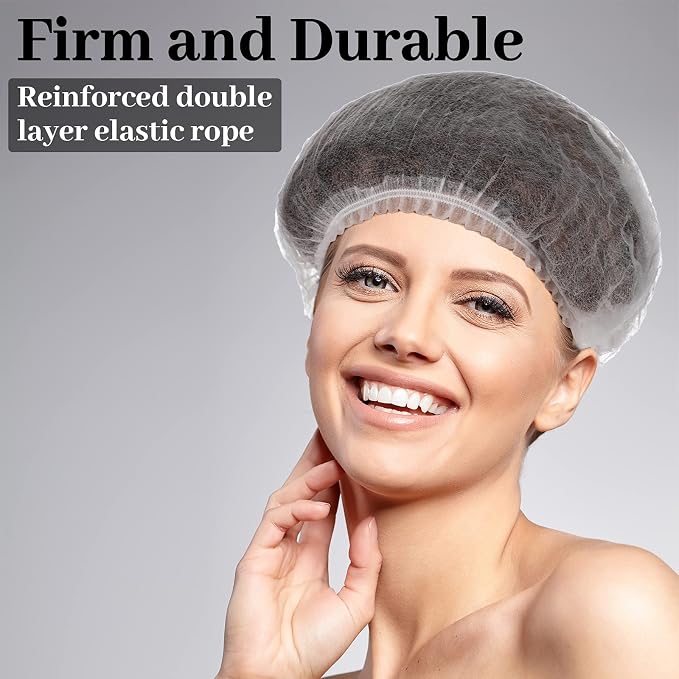 100 Pcs Disposable Nonwoven Bouffant Caps 21 Inch Hair Net Elastic Cap Hair - Image 5