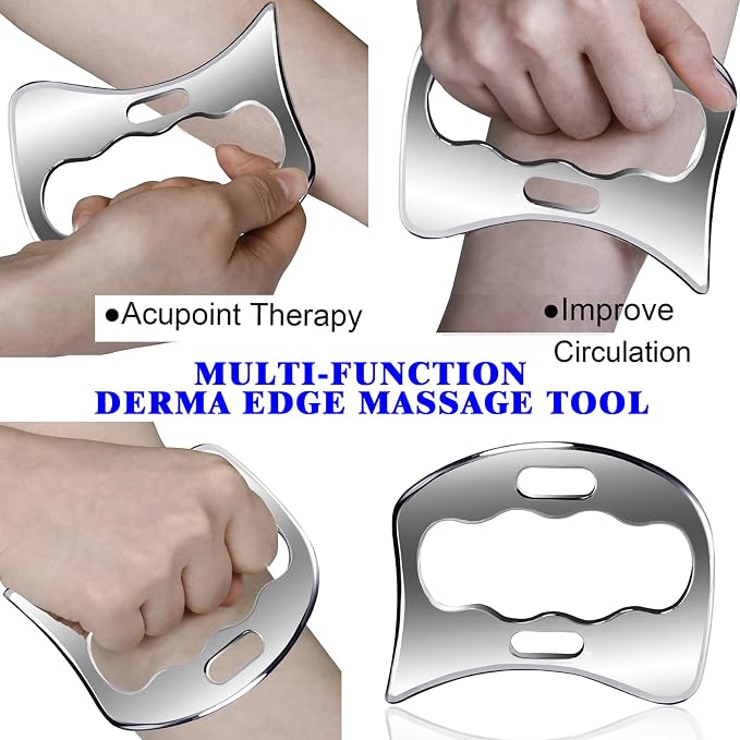 BYYDDIY 2 in 1 Stainless Steel Muscle Scraper Tools Set Gua Sha Massage Scraper - Image 4