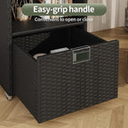 Outdoor Pool Towel Rack Cabinet, Rattan Wicker Pool Storage Bins Storage - Image 7