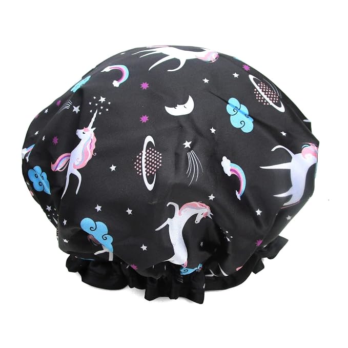 Unicorn Shower Cap for Women Men, Hotel and Hair Salon by ZKLLGHE