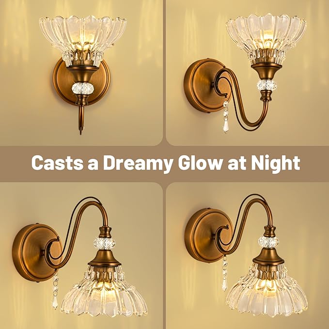 1 Piece Vintage Wall Sconce, 1-Light Matte Antique Brass Finish Wall Sconce - Image 3