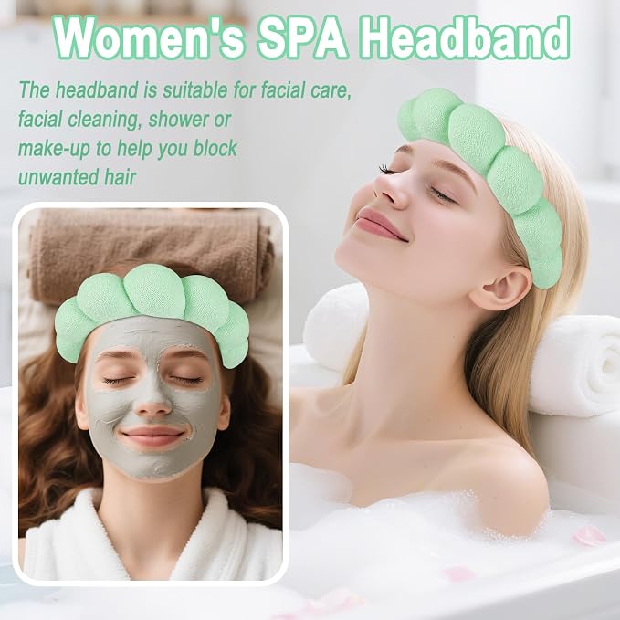 Zkptops Spa Headband for Washing Face Wristband Set Sponge Makeup Skincare - Image 3