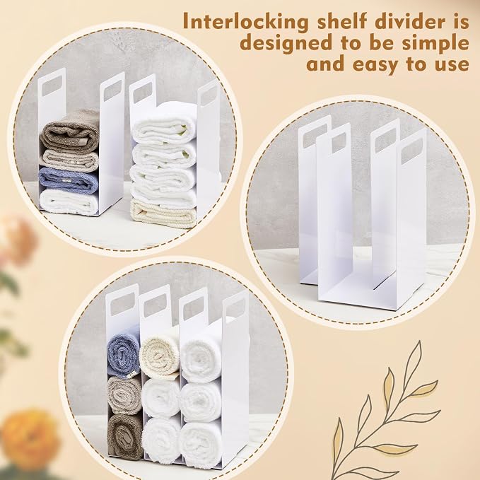 LEIFIDE Set of 4 Interlocking Towel Organizer Metal Bathroom Towel Storage Rack - Image 4