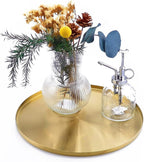 FREELOVE Gold Tray, Round Brass Serving Platter, Bar Circle Decorative Plate by FREELOVE