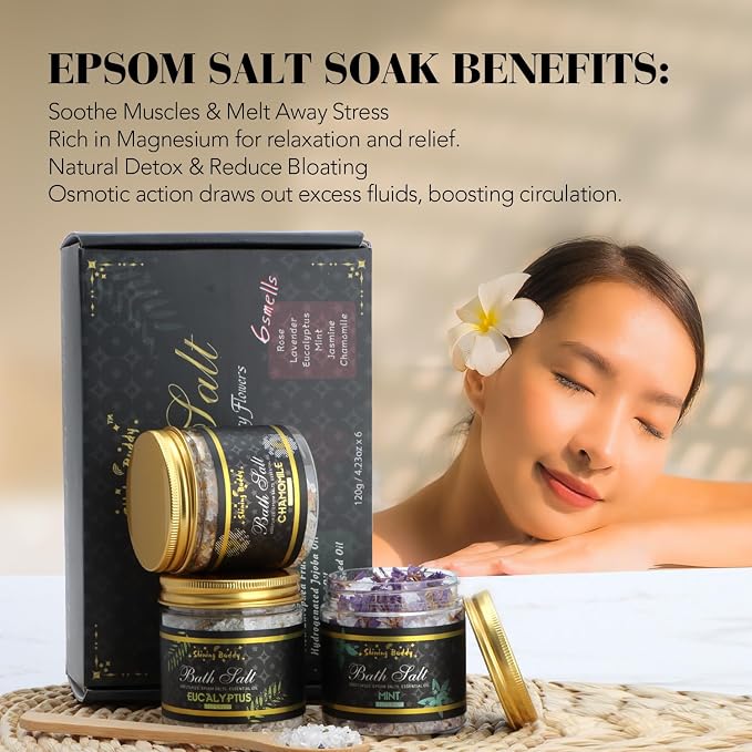 Epsom Bath Salts for Soaking Lavender, Eucalyptus & Rose Bath Salts for Women - Image 3
