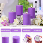 4 Pack Lilac Scented Soy Pillar Candle 2.8x4In, 240H Long Burn, Natural Spring - Image 6
