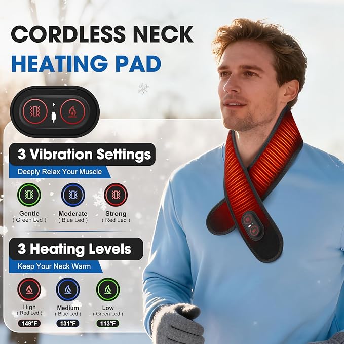 Cordless Neck Heating Pad for Pain, Neck Massager - Image 2